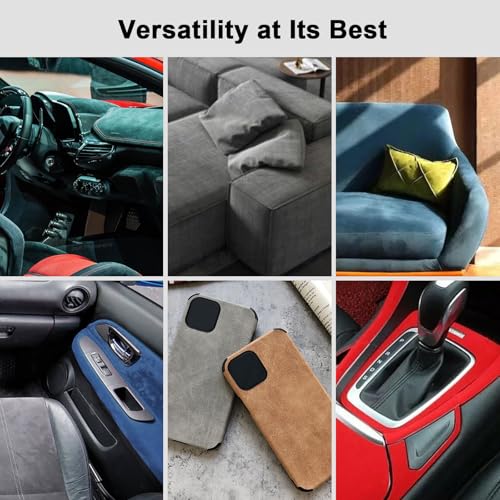 Premium Black Suede Fabric Wrap - 17x70 inch Suede Wrap for Car Interior - Self-Adhesive Microfiber and Synthetic Leather, Stretchable Interior Film for Car and Home Decor