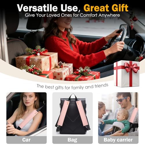 2-Pack Seat Belt Covers, Universal Car Seat Belt Pads Protector for Comfortable Driving, Relief Neck & Shoulder Pain, Fits All Cars & Backpack Straps (05-Pink) - color: 05-Pink