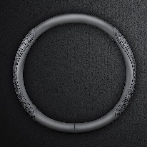 HAOTULE New Nappa Leather car Steering Wheel Cover, Universal 15 inch Black - color: Black-A