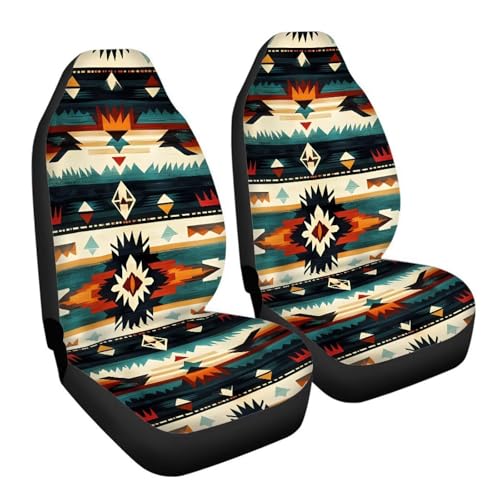 Dreaweet Native Southwest American Aztec Seat Covers for Cars Front Seats Only 2 Pack Universal High Back Bucket Seat Covers Car Seat Protector for SUV Sedan - color: Native Southwest American Aztec