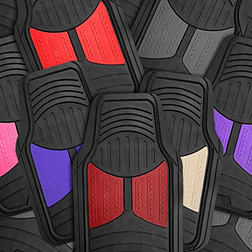 Automotive Floor Mats Climaproof for All Weather Protection Universal Fit Heavy Duty Rubber Fits Most Cars, SUVs, and Trucks, Full Set Trim to Fit FH Group Beige