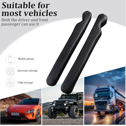2PCS Car Seat Gap Filler, Microfiber Leather Vehicle Seat Crevice Plug Blocker to Stop Things from Dropping, No-Drop Automotive Gap Guard Stopper, Universal for Vehicles (Black)