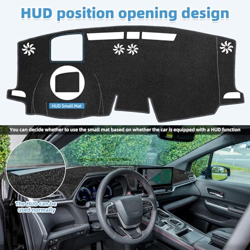 Dash Cover Mat for Toyota Sienna 2021 2022 2023 2024 2025 Accessories Non-Slip Dashboard Cover Mat Sunshade UV Rays Protector Interior Accessories - size: Sienna 2021-2025