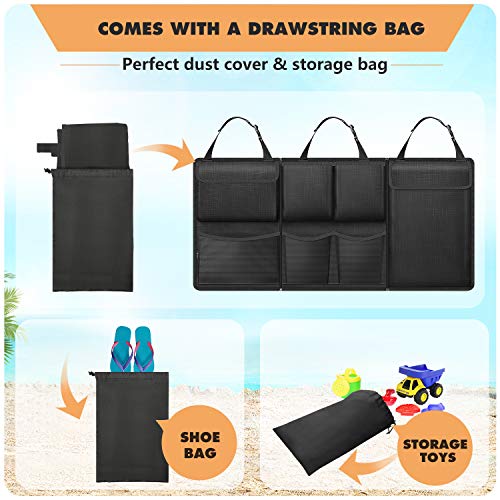 FINPAC Car Trunk Organizer and Storage, Detachable Seat Back Hanging Organizers Storage with Zippers, Large Capacity Car Accessories Interior for Jeeps, SUVs, Vans (Black)