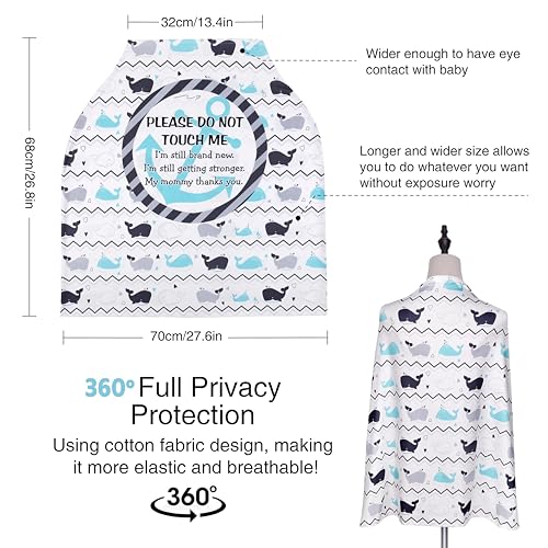 Metplus Car Seat Cover Baby, No Touch Sign Carseat Canopy, Nursing Breastfeeding Covers, Stretchy Universal Fit, Multi-Use for Stroller/Shopping Cart/High Chair, Gender Neutral Shower Gift - color: Whale