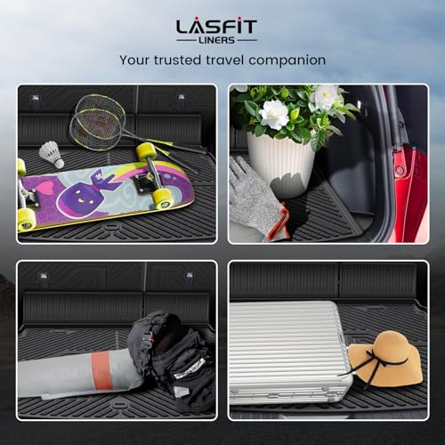 LASFIT Cargo Mat with Backrest Mat for Honda CR-V 2026 2025 2024 2023 (Gasoline & Hybrid & e:FCEV), All Weather Custom Fit TPE Trunk Mat Trunk Liner Cargo Liner with Seatback Mat (Upper Position) - style: 2)For Honda CR-V | 2023-2026 | Cargo Mat with Back
