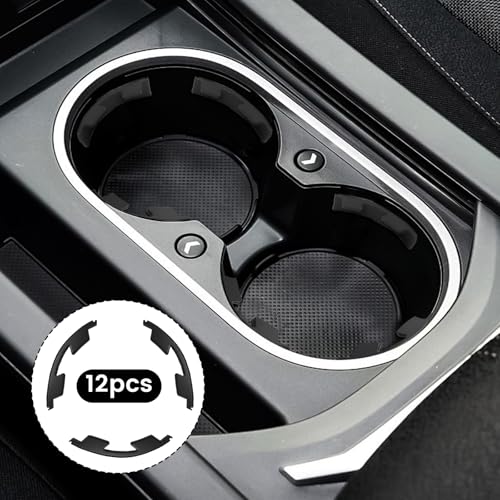 12 PCS Car Cup Holder Insert Limiter, Silicone Cupholder Insert, Silicone Waterproof Self-Adhesive Car Cup Holder Stabilizer, Self-Adhesive Cups Holder Inserts for Cars, for Car with Arc Leaf Design