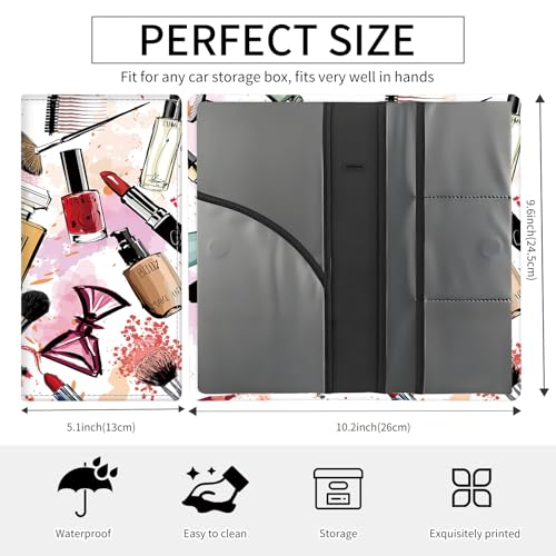 Premium Car Registration and Insurance Card Holder, Cute PU Leather Car Document Holder, Vehicle Glove Box Car Organizer with Magnetic Closure for Driver License, Cards Cosmetics Graffiti - color: Cosmetics Graffiti