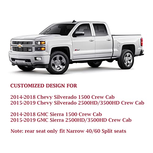 Coverado Chevy Silverado Seat Covers Full Set, Faux Leather Car Seat Covers Fit for 2014-2018 1500, 2015-2019 2500HD 3500HD Chevy Silverado GMC Sierra Crew Double Extended Cab (Gray) - color: Gray, size: FullSet(2014-2018)