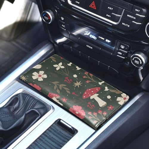 linqin Car Registration and Insurance Card Holder, Forest Mushroom Flower Glove Box Organizer Card Document Wallet - color: Forest Mushroom Flower