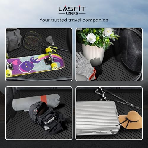 LASFIT Cargo Mats for Dodge Challenger 2011 2012 2013 2014 2015 2016 2017 2018 2019 2020 2021 2022 2023, All Weather TPE Custom Fit Trunk Mats Cargo Liners, Black - style: 6) Challenger | 2011-2023 | Trunk Mat