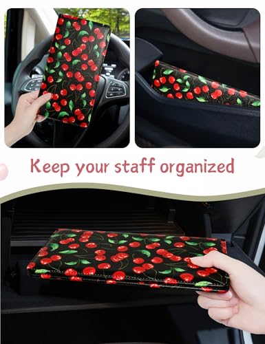 Mymazn Car Registration and Insurance Holder, PU Leather Glove Box Car Organizer with Magnetic Closure, Car Document Holder for Driver's License & Essential Documents (Red Cherry) - color: Red Cherry
