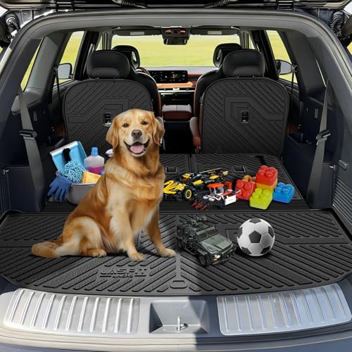 LASFIT Cargo Mat & Backrest Mats for Kia Telluride 2027 (Only Fit Gas, Not Fit Hybrid), All Weather TPE Custom Fit Cargo Liner Trunk Mats & Seatback Mats Accessories for Kia Telluride 2027, Black - size: 3)For Kia Telluride | 2027 | Cargo