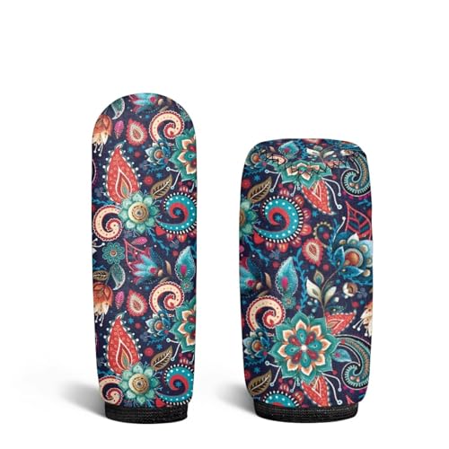 Bulopur Car Shifter Gear Hand Brake Trim Cover Set for Most Cars Van SUV Sedan Truck Auto Accessories - color: Boho Paisley Flower