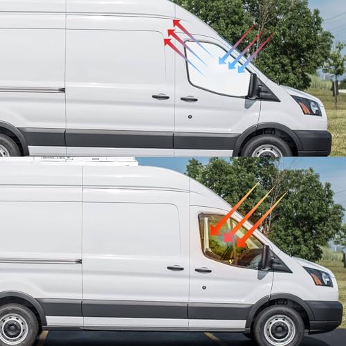 Front Side Window Sun Shade for 2015-2024 Fo-rd Transit Van High and Medium Roof Accessories, Foldable Window Sunshade Sun Visor Protector, Side Shades Sun Shield Blocks UV Ray Heat, Pack of 2 - size: Silver & Black-Fit 2015-2024 Ford Transit
