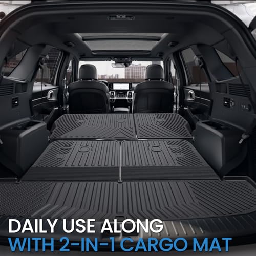 Backrest Mats Kick Mats for 2021-2024 2025 2026 Kia Sorento 7 Seats Bench Seat Car Mat Accessories, All Weather TPE Seat Back Cover Protector(2nd Row Kick Mats 7 Seats)