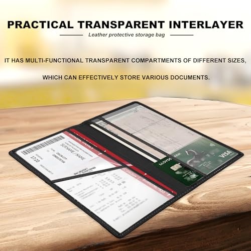 Leather Premium Car Registration & Insurance Card Holder, Vehicle Glove Box Wallet Case, for Documents, Cards, License (Black)