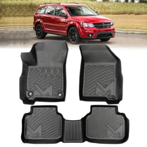 TPE Automotive Floor Mats Custom for 2011-2020 Dodge Journey, All Weather Cover Protection Waterproof Black Floor Liner Front & Rear Row Full Set Car Mats, 3PCS - size: 3PCS (2Row), style: For 2011-2020 | Dodge Journey | 1st & 2nd Row