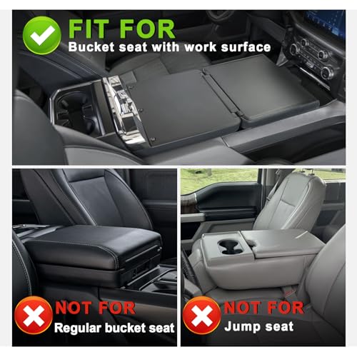 Center Console Armrest Cover Fit for Ford F-150 F150 2021-2025 2026 Accessories, Comfort Armrest Pad Console Lid Cushion Vegan Leather 1-Inch Extra Thick(WorkSurface ONLY) - size: 2) 21-25 |F150| WorkSurface, +Thick