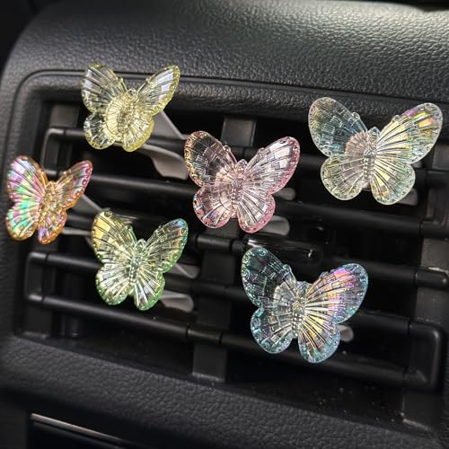 6 PCS Butterfly Car Vent Clips, Cute Butterflies Cars Air Conditioning Clip Decorations, Charm Automotive Interior Decor for Women Men