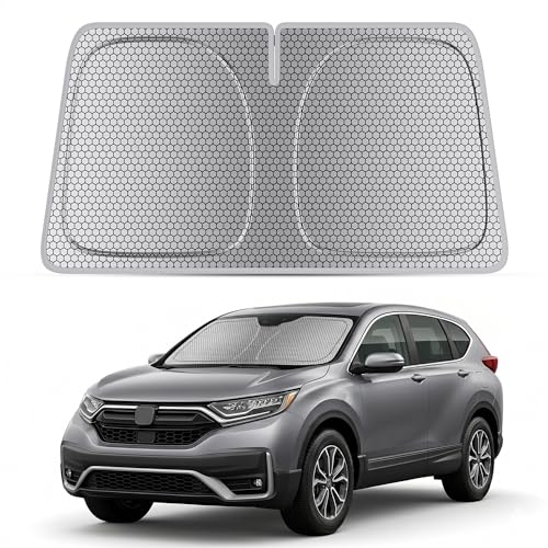 helloleiboo Windshield Sun Shade for Honda CR-V 2023-2026 Graphene Honeycomb Heat Shield with UV Protection Foldable Custom Fit Front Window Sunshade Silver 57" x 30" - size: For Honda CR-V (2023-2026)
