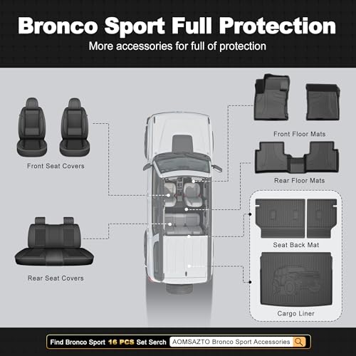 Cargo Liner and Backrest Mat for Ford Bronco Sport 2021-2026 - Custom Fit All Weather Trunk Mat Seat Back Cover Car Interior Accessories Protection Rear Cargo Mat