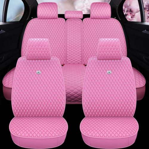 Red Rain Pink Seat Covers Full Set Universal Front and Rear Auto Seat Cover Luxury Leather Seat Cover (AA-Pink) - color: AA-Pink