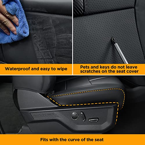 Super Cover® for Ford F150 Seat Covers 2015-2024 2025 2026 Full Set, for F-150 XL/XLT Leather Truck Seat Cover, for F150 Accessories 2016 2017 2018 2019 2020 2021 2022 2023, Only for Bucket Seat