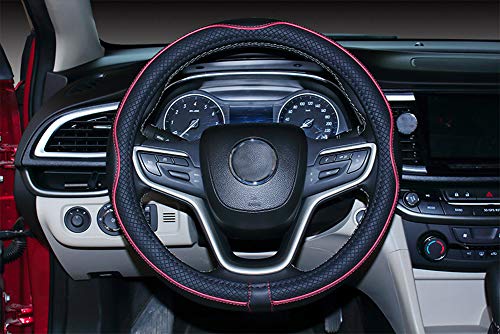Mayco Bell 2019 New Microfiber Leather Car Extra Large Steering Wheel Cover for Big Trucks (17'', Red) - color: Black Red, size: 17''