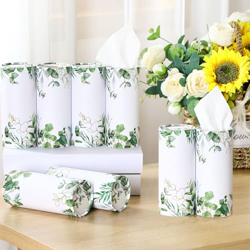 12 Pack Car Tissue Cylinder Holder Bulk with 3 Ply Facial Tissues, Round Napkin Holders for Car Cup Holder Cylinder Travel Paper Tubes Bulk Round Napkin Boxes Packs(Eucalyptus) - style: Eucalyptus