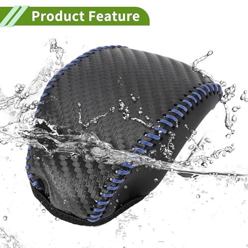Gear Shift Knob Cover for Toyota RAV4 2019-2024 Anti-Slip Black Carbon Fiber Blue Faux Leather 1 Pc Stick Shifting Handle Protector