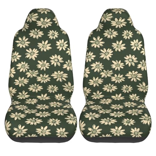 Car Seat Cover Sage Green Daisy Bucket Seat Protection, Easy to Install Seat Covers Cushion for Car Truck Van SUV Hippie Floral Vehicle Cushion Covers Universal Fit - color: Daisy