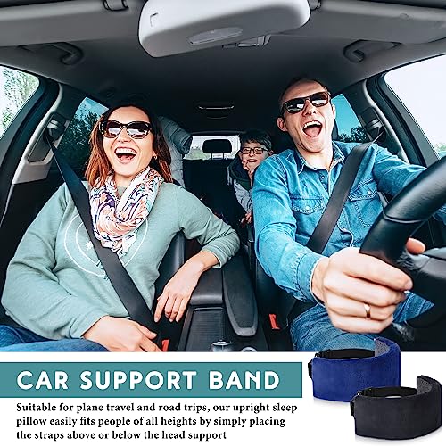 2 Pcs Travel Pillow for Sleeping Airplane Headrest Airplane Head Strap Sleeper Pillow Travel Head Sleep Support Band with 2 Extension Straps for Car Plane Travel (Gray, Blue) - color: Gray, Blue