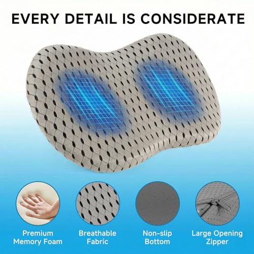 Car Seat Cushion - Memory Foam Seat Pad for Sciatica & Lower Back Pain Relief - Driving Cushion with Breathable Mesh Cover - Road Trip Essentials for Drivers (3D Gray)