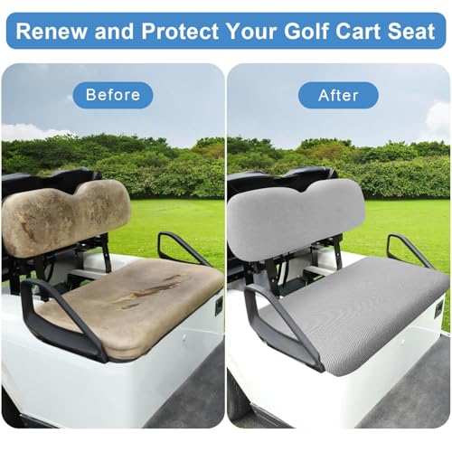 Universal Golf Cart Seat Covers Set for EZGO TXT/ RXV, Club Car DS/ Precedent, Yamaha G29/ Drive 2 Front Seats, Durable Breathable Bench Seat Covers Washable Polyester Mesh Cloth Without Logo, Gray - color: Gray