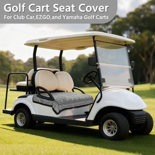 Golf Cart Seat Covers, Universal Golf Cart Seat Towel Blanket for Yamaha, EZGO, Club Car, Icon and More 2-Seat Carts, 100% Microfiber Keeps Seat Comfortable and Clean - color: black