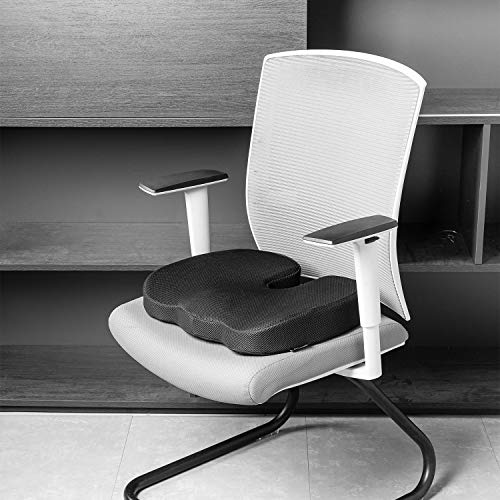 Amazon Basics Comfortable Seat Cushion for Office Chairs, Enhanced Memory Foam with Cooling Gel, Non-Slip, Long Sitting Support, Black - size: Seat Cushion, style: Memory Foam
