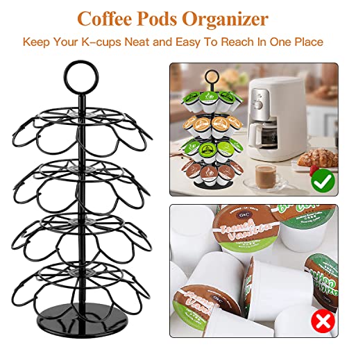 KIMIUP Coffee Pod Holder, K Cup Organizer Compatible with K-Cups(36 Pods), Kitchen Detachable Coffee Pod Organizer for Countertop, Spins 360-Degrees - color: Black