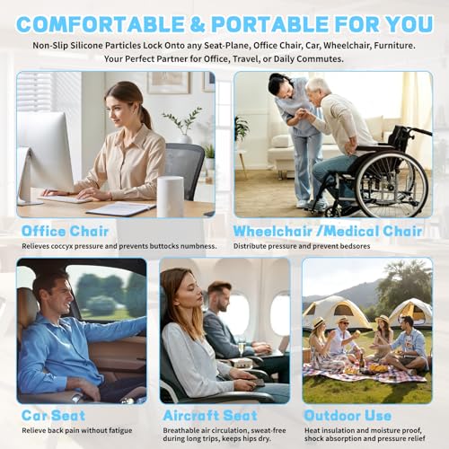 Sondor Travel Seat Cushion- Airplane seat Cushion for Long Flights, Inflatble seat for Office,Chairs,Car and Wheelchair.Portable and Ergonomically Designed Cushion.