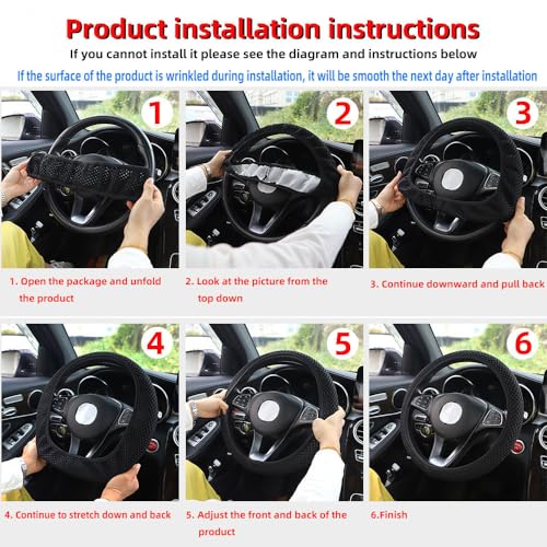 Hiflyer Steering Wheel Cover - Universal 14.5-15 Inch, Soft Microfiber Car Wheel Cover for Women & Men (Black)