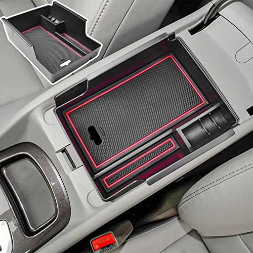 EDBETOS Center Console Organizer Tray Compatible with Chevy Malibu Accessories 2016-2019 2020 2021 2022 2023 2024 2025 Secondary Armrest Storage Box Insert Tray, USB Cable Hole, ABS Material, Red - color: Red Trim