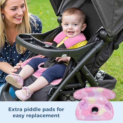 COOLBEBE Piddle Pads Car Seat Protector for Potty Training, 2 Pack Dry Waterproof Car Seat Liner Toilet Training & Strap Covers for Baby Toddler Kid, Car Seat Pad Cover for Strollers, Carseat (Pink)
