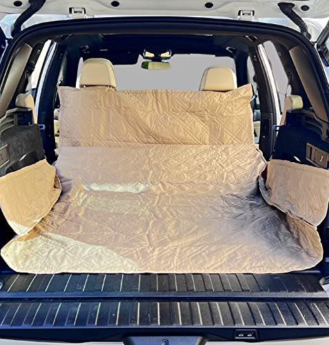 Formosa Covers Dog Cargo Liner for SUV - Heavy Duty Quilted and Padded Mat Covers Trunk Back Area - Hair Easily Shakes Off - Taupe - Universal Fit 68" W x 93" L - color: Taupe