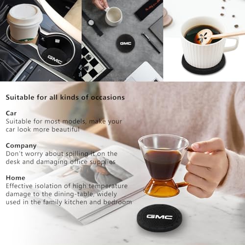 Car Cup Holder Coaster for GMC Sierra Denali Canyon Terrain Yukon Jimmy Acadia Recessed Silicone Cupholder Coaster Interior Accessories 2.75in 2Pack - color: Black-01