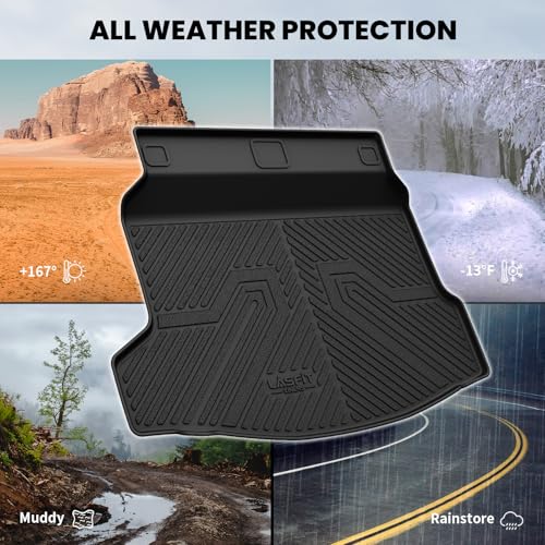 LASFIT Trunk Mat for Honda Civic Hatchback 2022-2026 & Civic Hatchback Hybrid 2025-2026, All Weather TPE Custom Fit Trunk Liner Cargo Mat Cargo Liner with Subwoofer, Black - style: 1)For Honda Civic Hatchback | 2022-2026 | Trunk Mat
