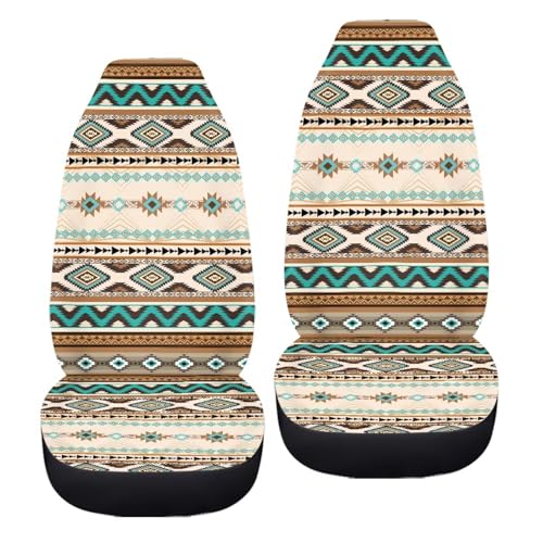 Dreaweet Aztec Car Seat Covers Southwest Native Indian Ameircan Navajo Print Front Seat Covers Set of 2 Car Seat Protector Front Seats Only Universal Seat Covers for SUV Trucks Cars - color: Aztec Southwest