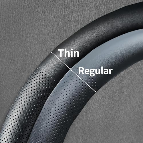 Car Steering Wheel Cover for Ford F-150 Lightning Super Duty Mustang Mach-E Explorer Escape Ranger Bronco Maverick, Universal Standard Size 14.5-15 inch Black Car Wheel Protector