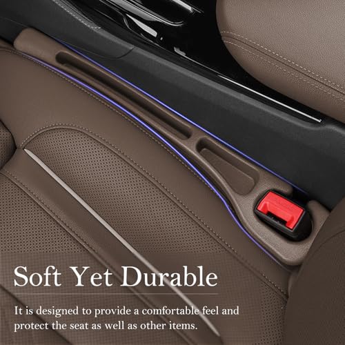 Car Seat Gap Filler 2-Pack, Universal Car Seat Gap Filler Organizer, Seat Gap Plug โ Fills Gap Between Seat & Console (Brown) - color: BROWN