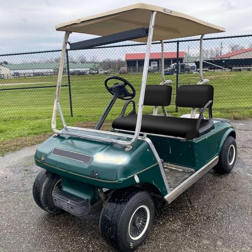 Golf Cart Front Seat Covers Black Micro Fiber Leather Seat Covers Replacement for Club Car DS 1982-2000, Staple On - color: Black, size: Club Car DS 1982-2000