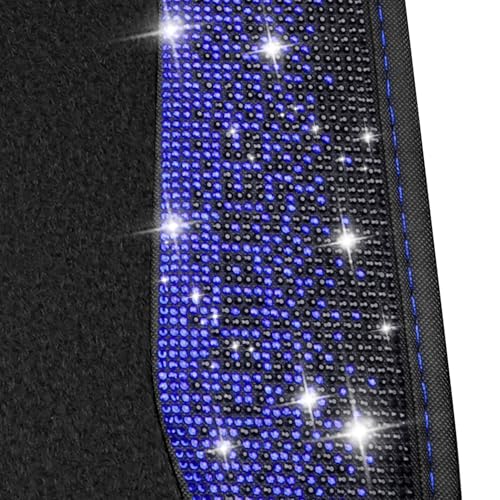 CAR PASS Bling Diamond Car Floor Mat Shining Carpet, Sparkly Glitter Crystal Anti-Slip PVC Heel Pad Automotive Universal Fit for SUV Sedan Car Van, 4pcs for Girl Cute Women, Black Blue - color: Blue Diamond